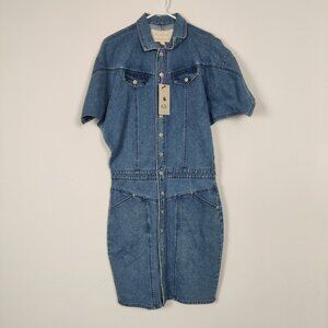 Gloria Vanderbilt X Christian Siriano Women's Midi Denim Dress Size 8 Retro NEW